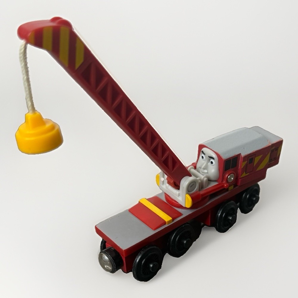 ⁠Thomas Wooden Railway Crane ROCKY Train Car 2003 Wood Learning Curve GUC - Picture 3 of 10